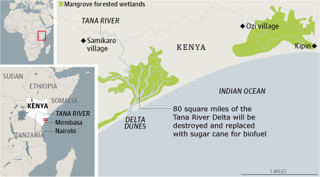 Map - Kenya: Tana river delta