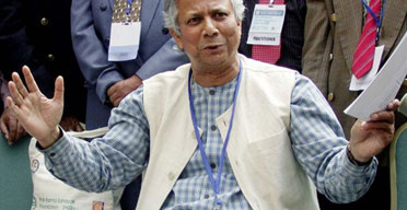 Professor Muhammad Yunus, winner of the Nobel Peace Prize and founder of the Grameen Bank,  which offers loans to poor people without any financial security. 
