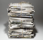 Bundles of old newspapers