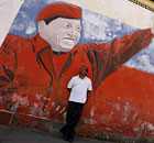 A mural depicting Hugo Chavez