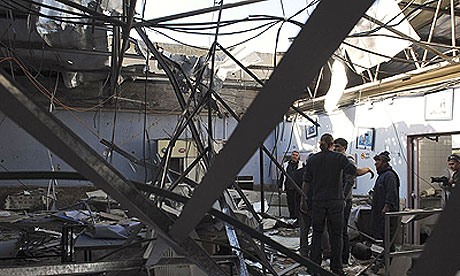 A Sderot chicken factory damaged by a Hamas rocket