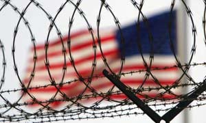 American flag as seen from Camp Delta, Guantanamo Bay, Cuba.