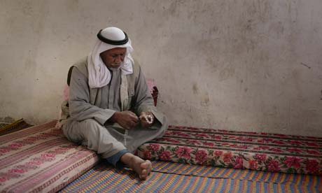 Ahmad abu Me'tiq. His wife and four of his children were killed in an explosion at the door to his home in Beit Hanoun, Gaza.