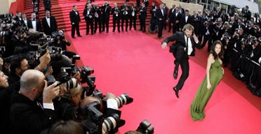 Jack Black and co-star Angelina Jolie at the screening of the animated film Kung Fu Panda