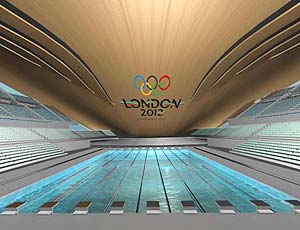 An artist's impression of the new Aquatic Centre for 2012 Olympics in London