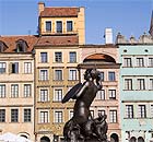 The Mermaid Fountain in the old town square (rynek stare miasto) in Warsaw, Poland