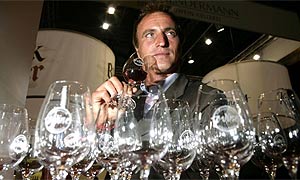 David Ginola with his rose winning the Silver award at the International Wine Challenge