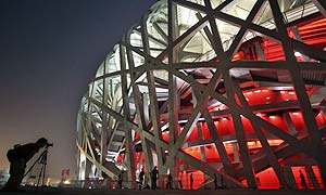 The national stadium, also known as the Bird's Nest, in Beijing, China