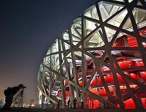 The national stadium, also known as the Bird's Nest, in Beijing, China