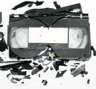 A smashed VHS videotape