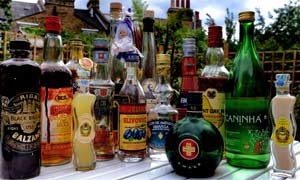 Bottles of foreign spirits