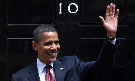 Barack Obama outside 10 Downing Street