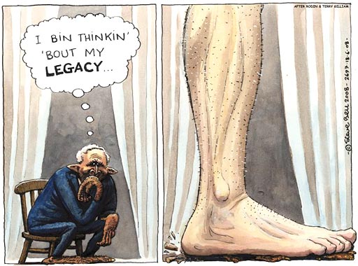 Steve Bell cartoon on Bush's Legacy