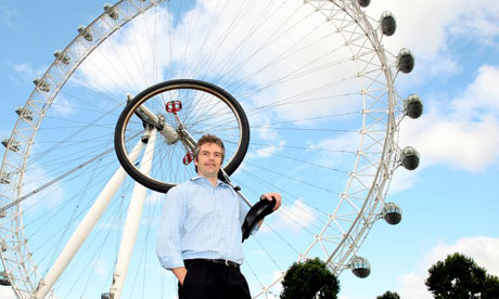 Barry Gates who rides to work on a unicycle