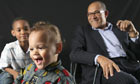 Bruce Oldfield with Barnardos with children