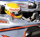 Lewis Hamilton in car