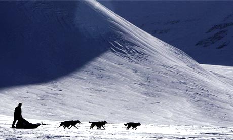 Conservative party leader David Cameron checking on the effects of climate change on the Norwegian island of Svalbard 650 miles from the North Pole